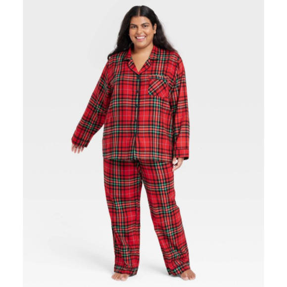 Sleepwear Pajama Set Women's 4X Plaid Red Christmas Holiday Tartan by Wondershop - Picture 6 of 16